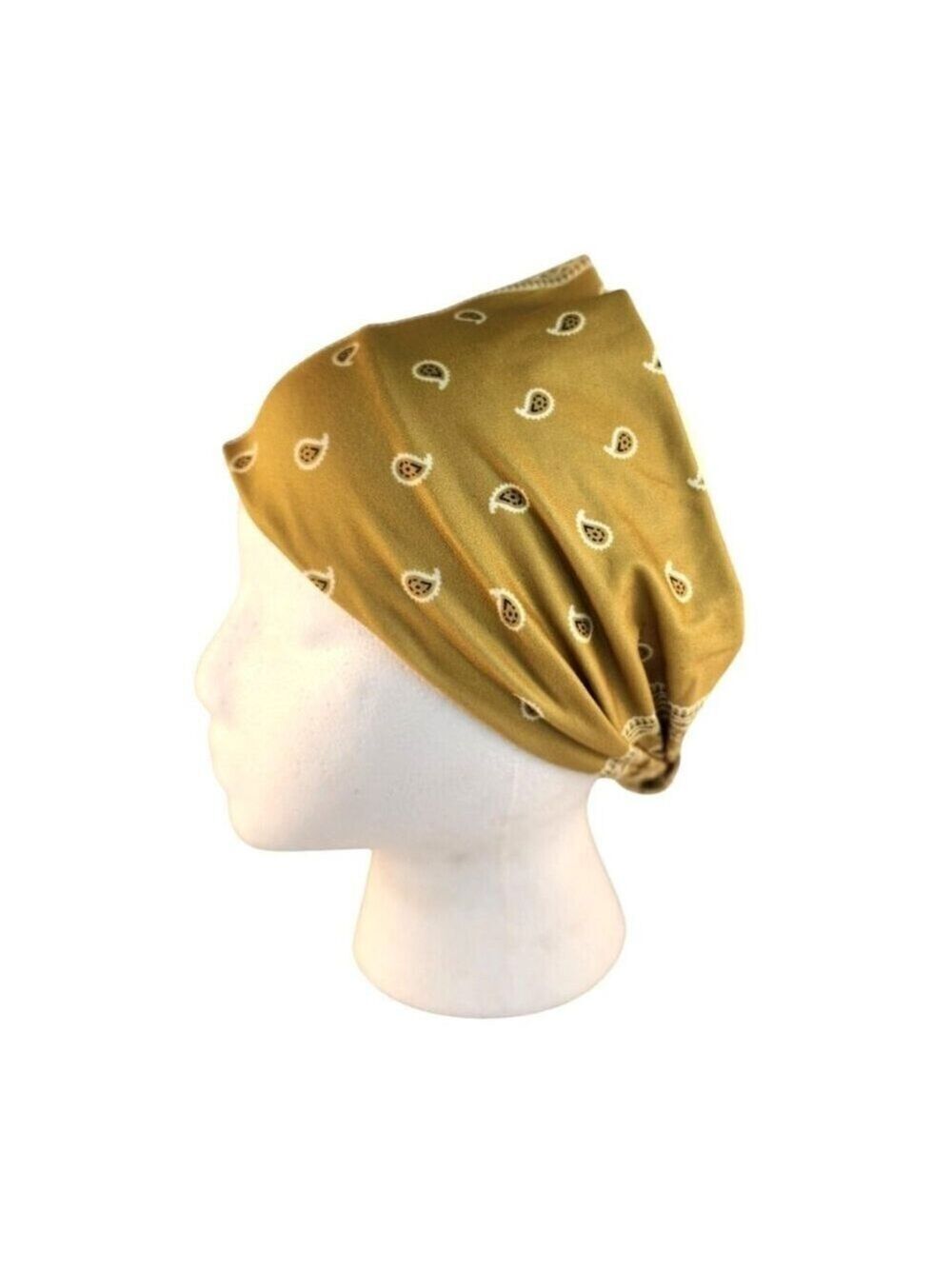 Yellow Paisley Stretch Headband Bandana Women's Hair Wrap